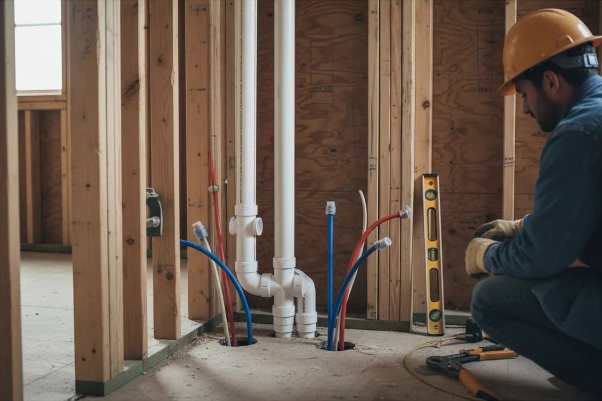 Drain and supply rough-in during Garbage Disposal Repair in Pleasant Hill