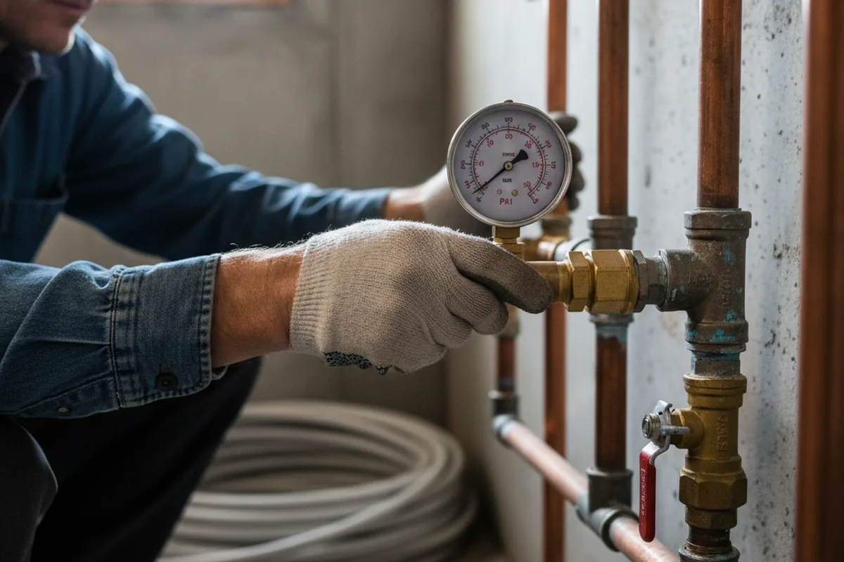 Pressure testing a repaired line during Water Line Repair in Pleasant Hill